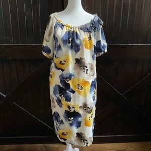 Simply Vera Vera Wang Floral Midi Dress in Blue and Yellow